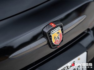 FIAT 500 ABARTH Front Emblem - Carbon Fiber - Red Racing Stripe w/ White Scorpion